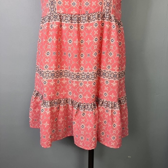 SWEET Journey Peachy Pink Casual Crepe Satin Sleeveless Mini Ruffle Dress Size S - Picture 3 of 12